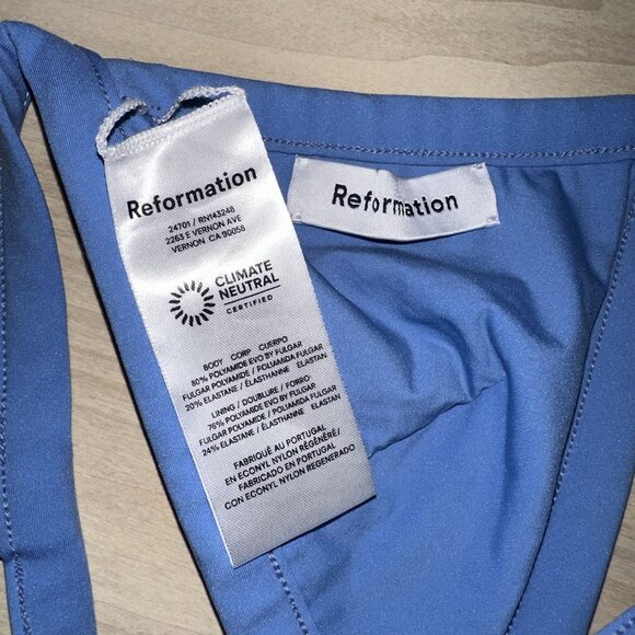 Reformation Sunkiss Top Porto Bottom Azure Blue Bikini Set Women's Small S - Picture 4 of 10